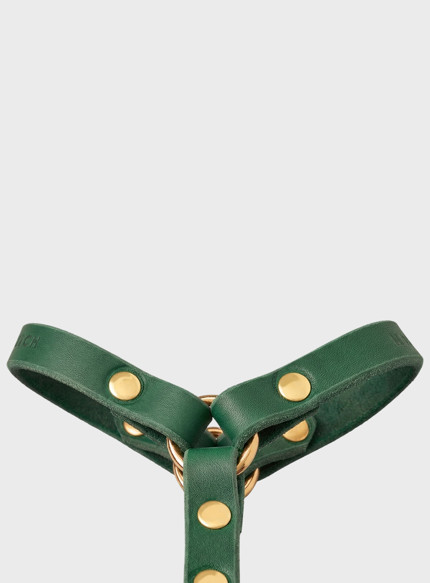 Butter Leather Y Harness - Forest Green