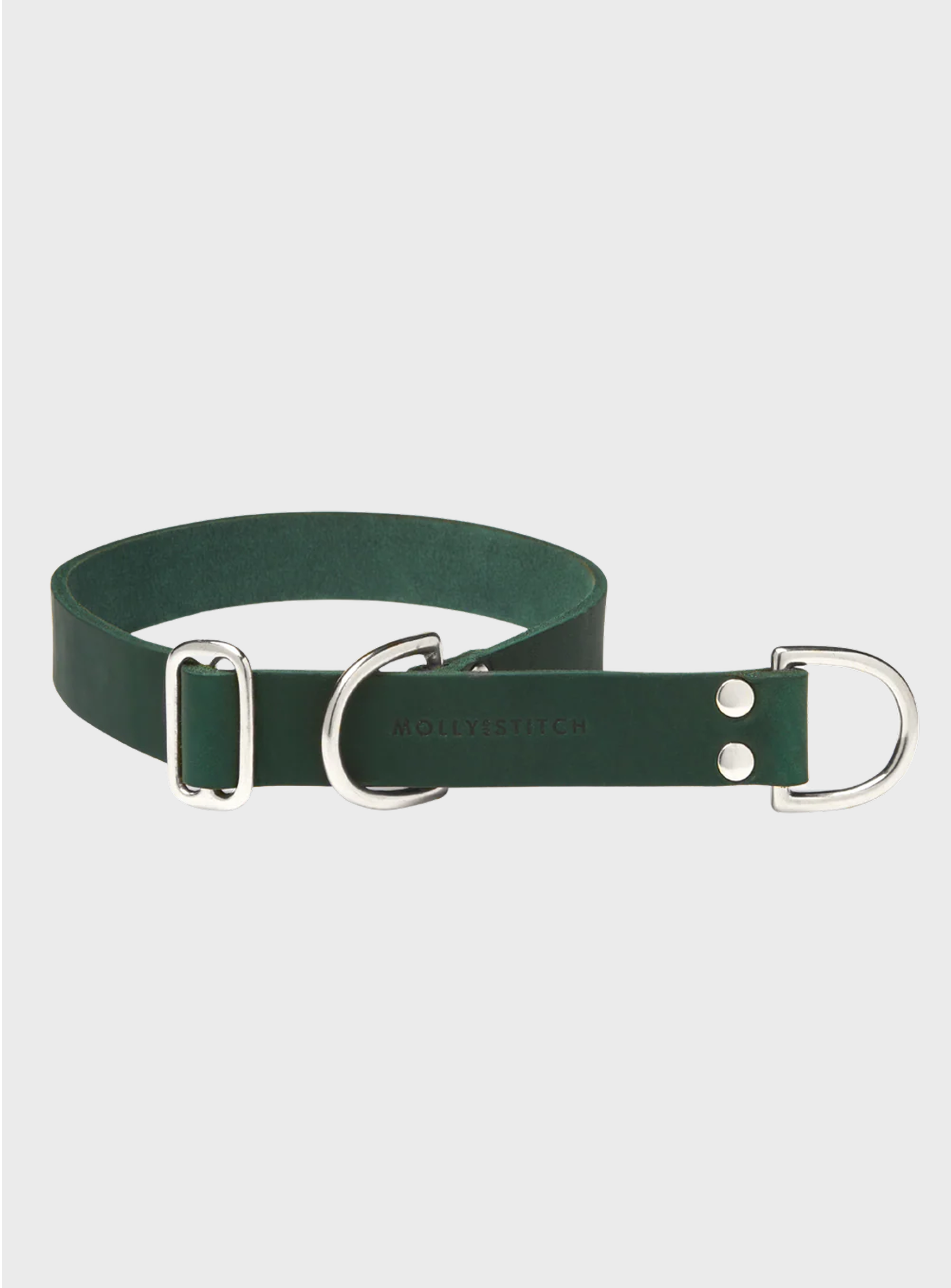 Butter Leather Retriever Dog Collar - Forest Green