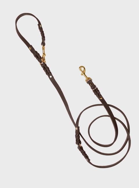 Butter Leather 3x Adjustable Dog Leash - Classic Brown