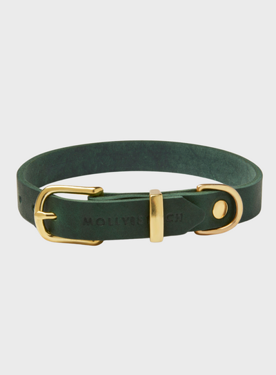 Butter Leather Dog Collar - Forest Green