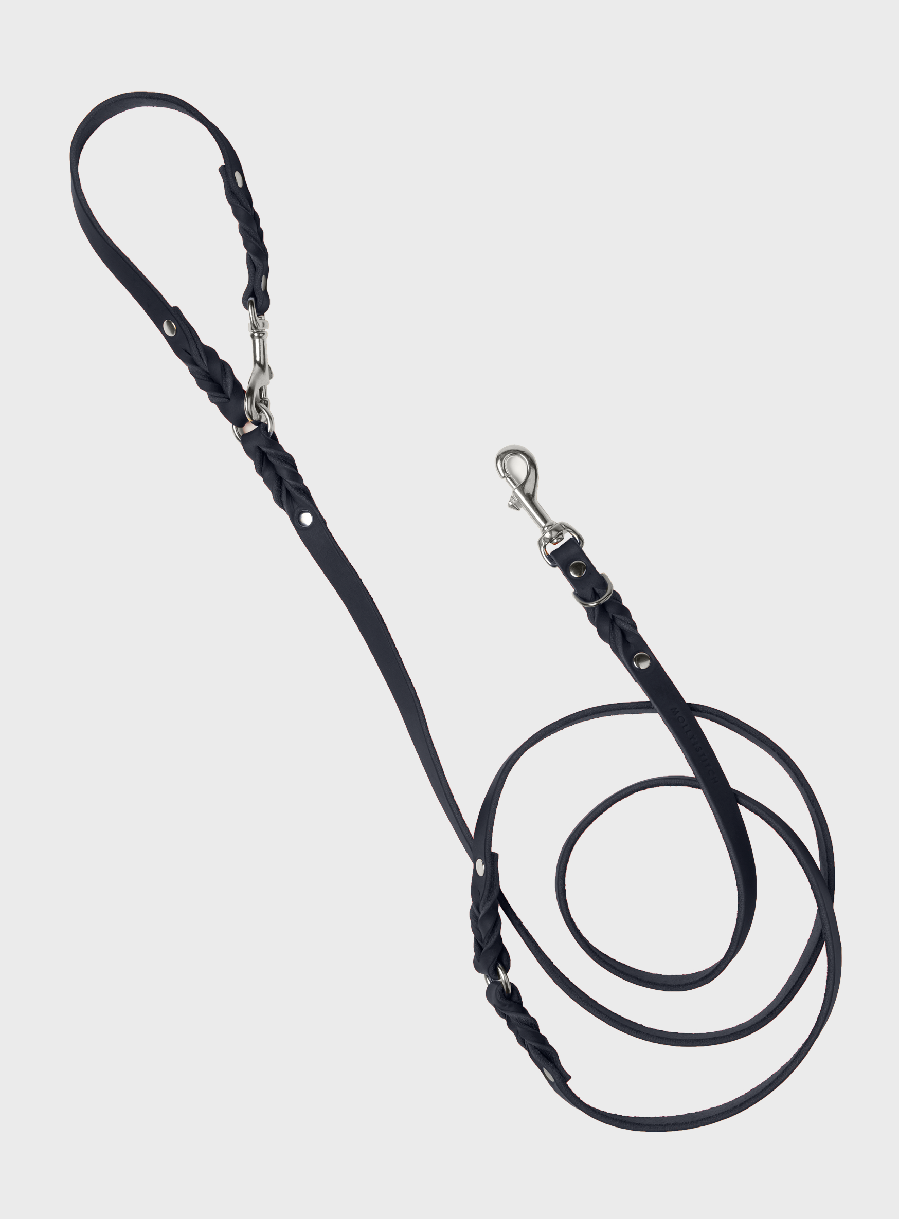 Butter Leather 3x Adjustable Dog Leash - Navy Blue