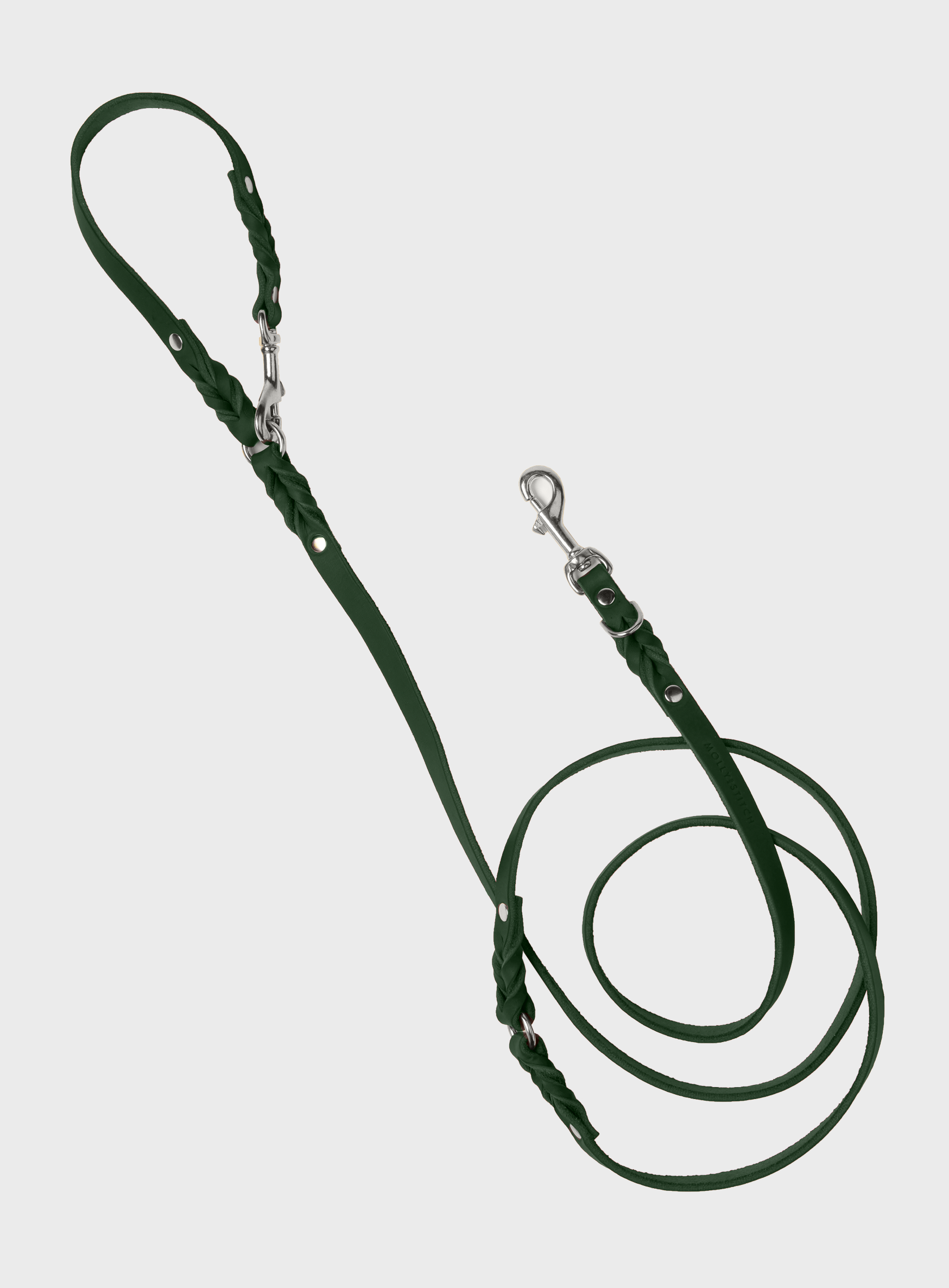 Butter Leather 3x Adjustable Dog Leash - Forest Green