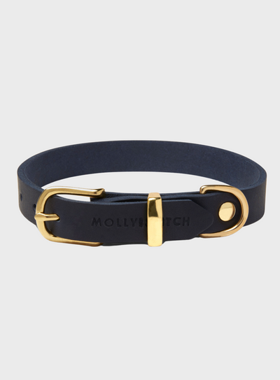 Butter Leather Dog Collar - Navy Blue