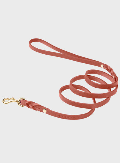 Butter Leather City Dog Leash - Coral
