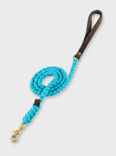 Touch of Leather Dog Leash - Santorini Blue