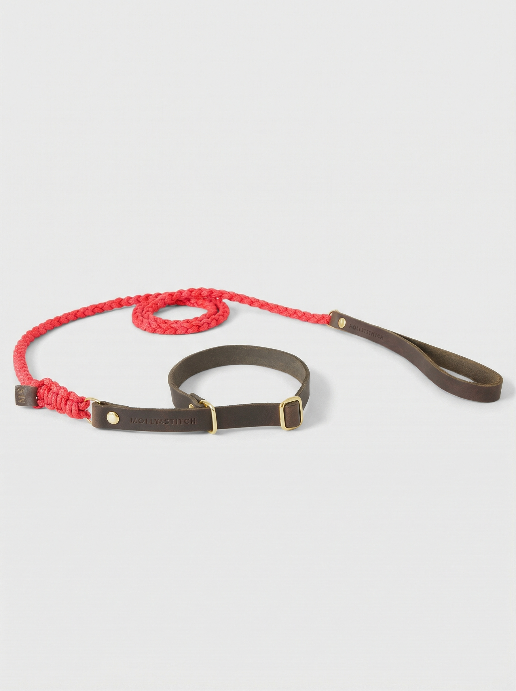 Touch of Leather Retriever Dog Leash - Lipstick