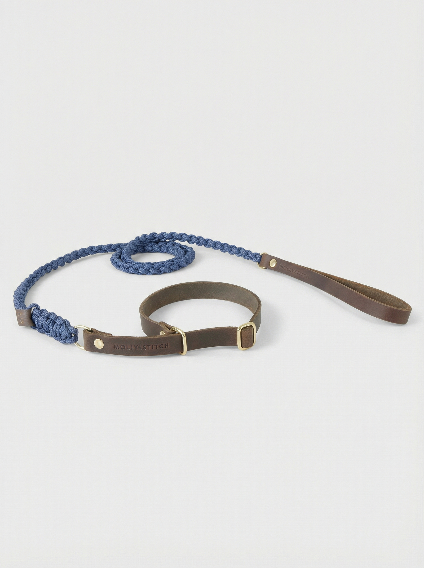 Touch of Leather Retriever Dog Leash - Navy