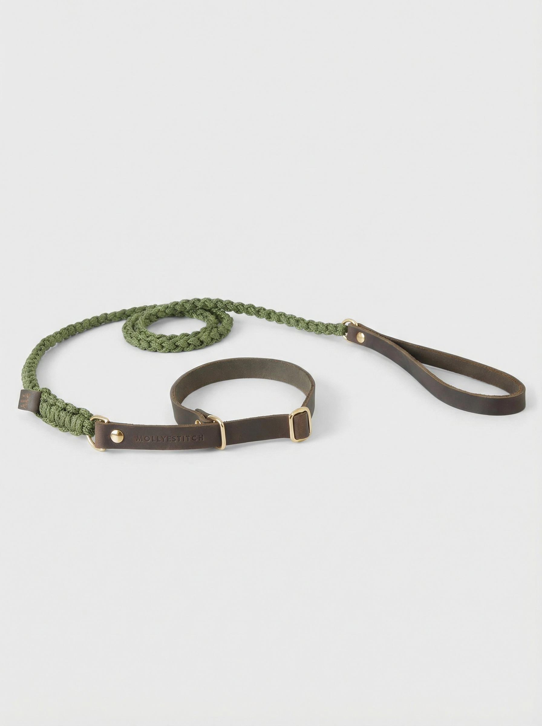 Touch of Leather Retriever Dog Leash - Military
