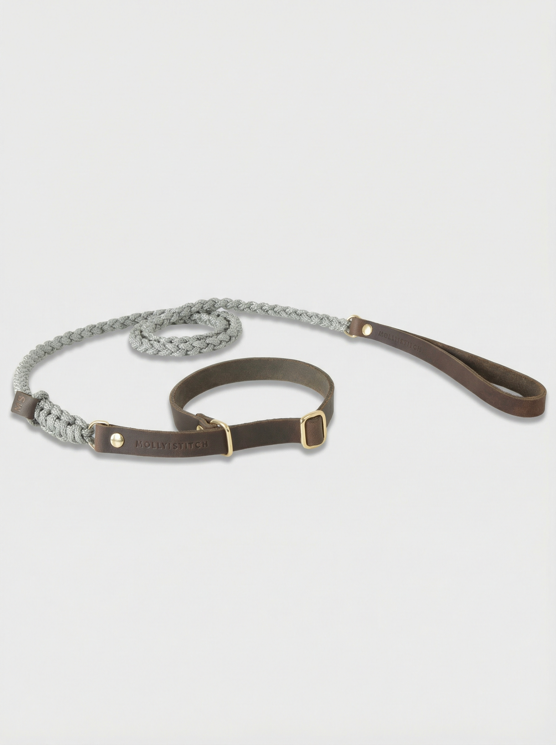 Touch of Leather Retriever Dog Leash - Grey