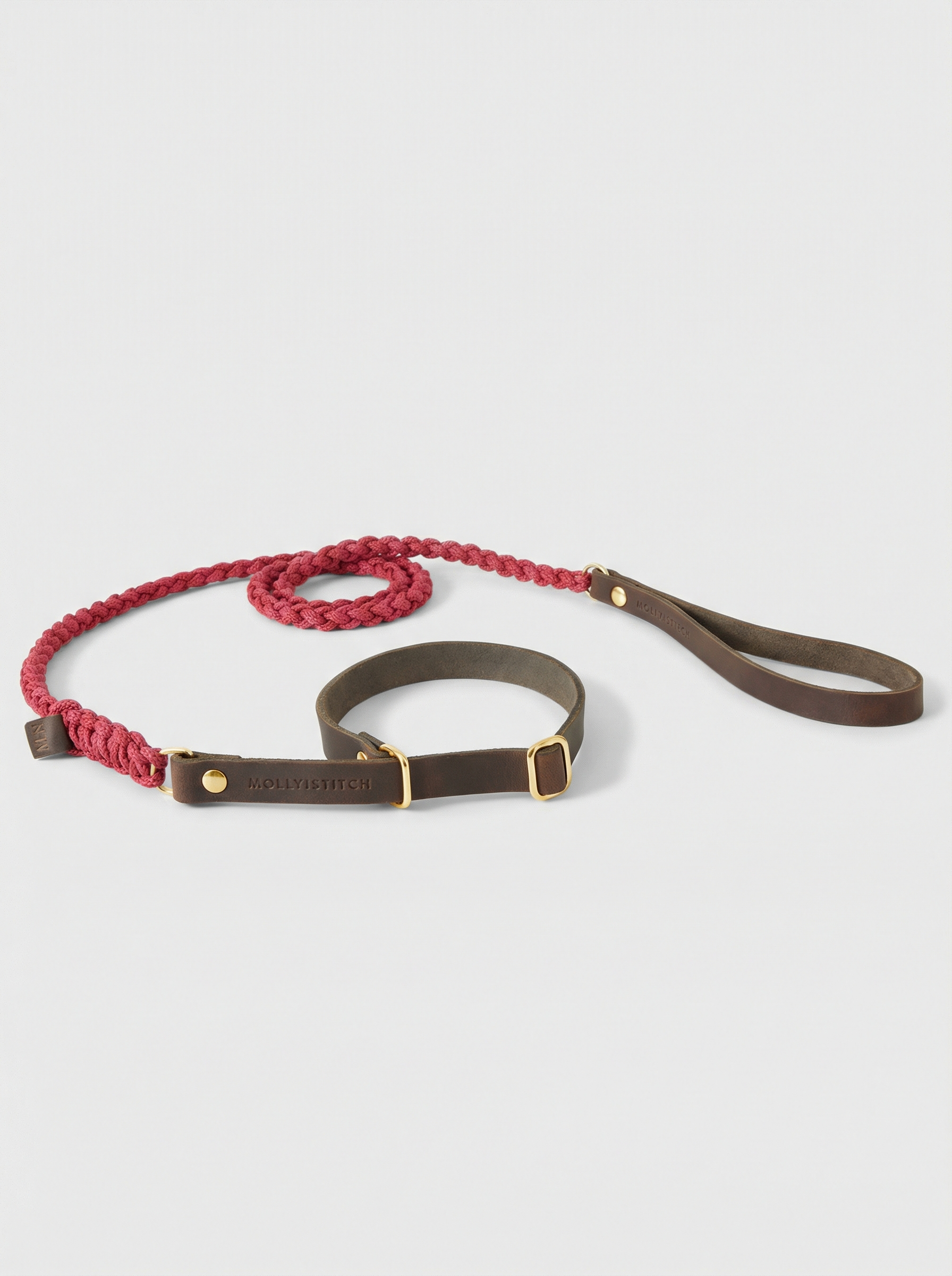 Touch of Leather Retriever Dog Leash - Redwine