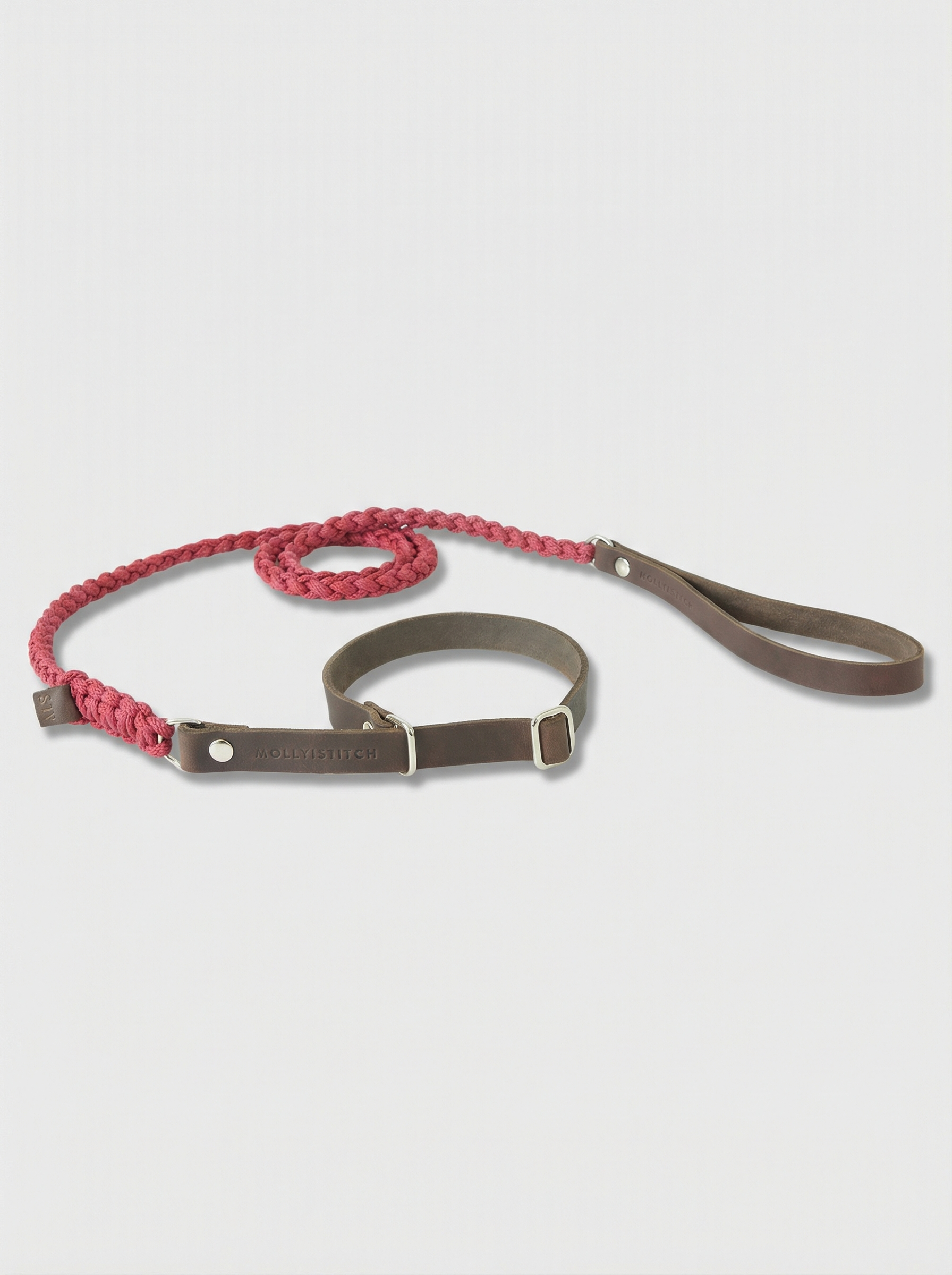 Touch of Leather Retriever Dog Leash - Redwine