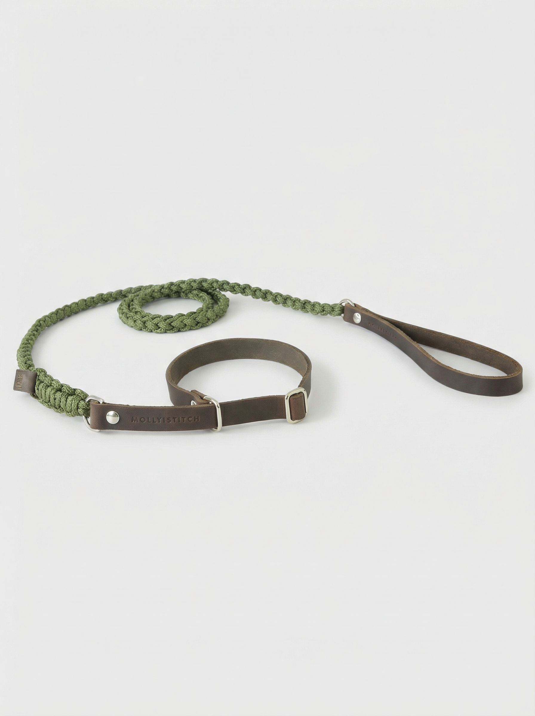 Touch of Leather Retriever Dog Leash - Military