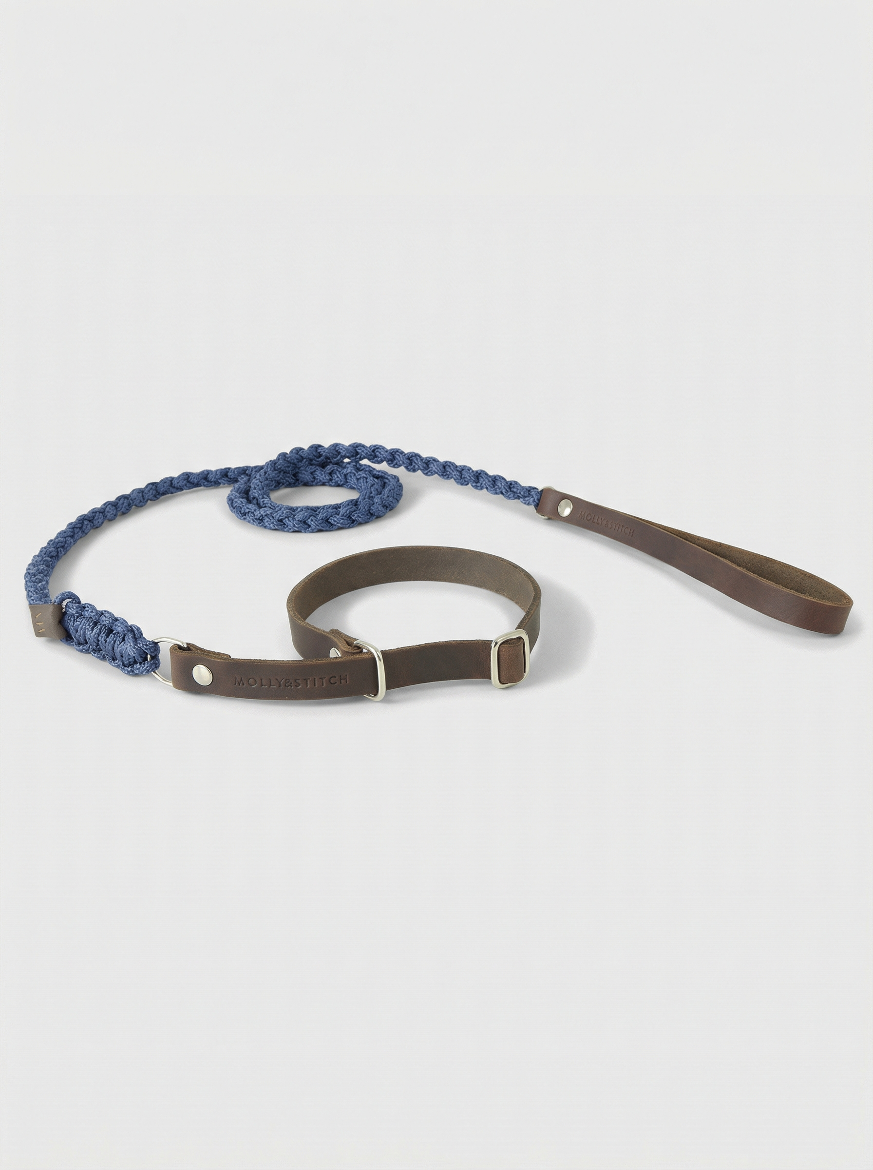 Touch of Leather Retriever Dog Leash - Navy