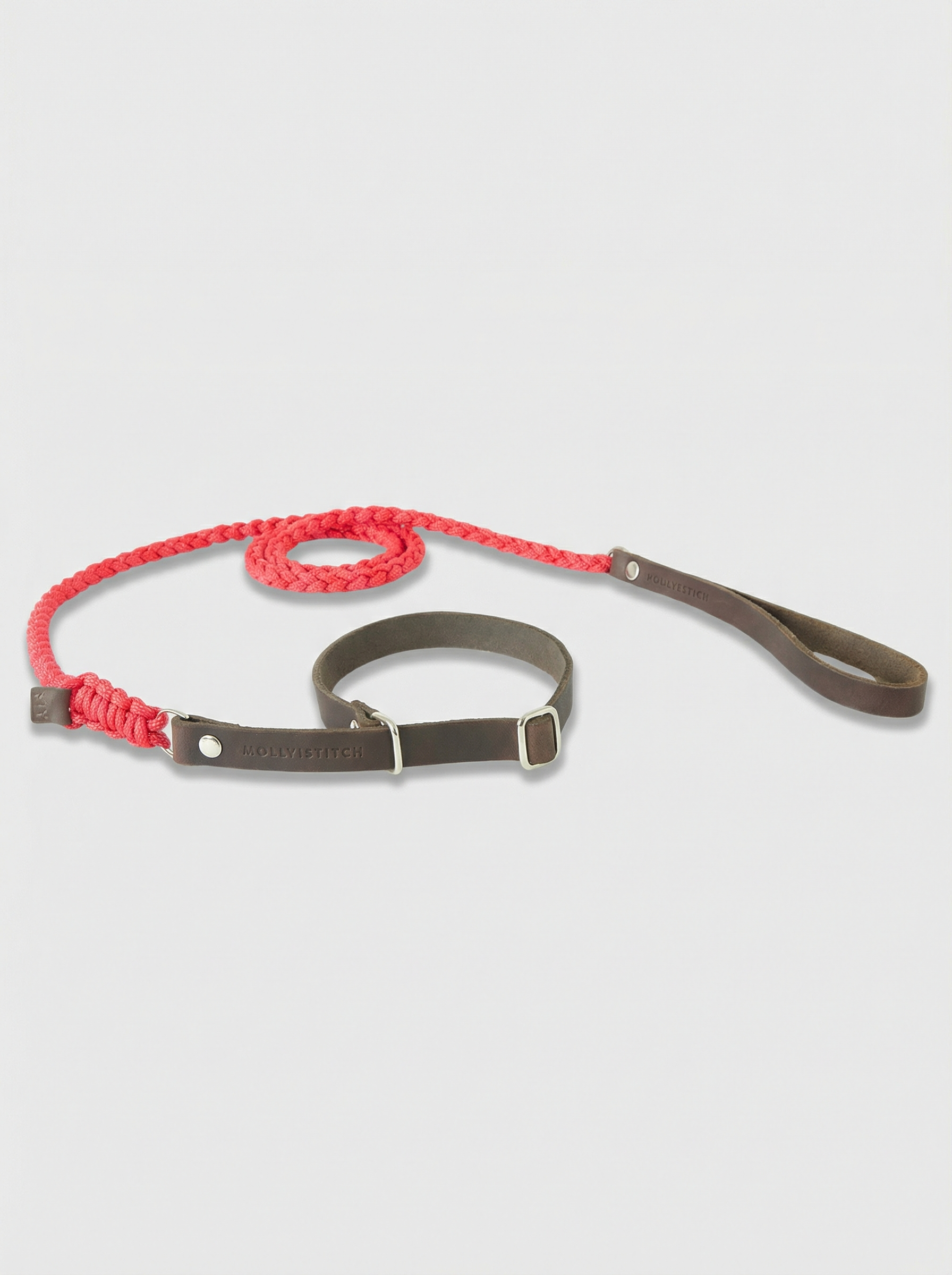 Touch of Leather Retriever Dog Leash - Lipstick