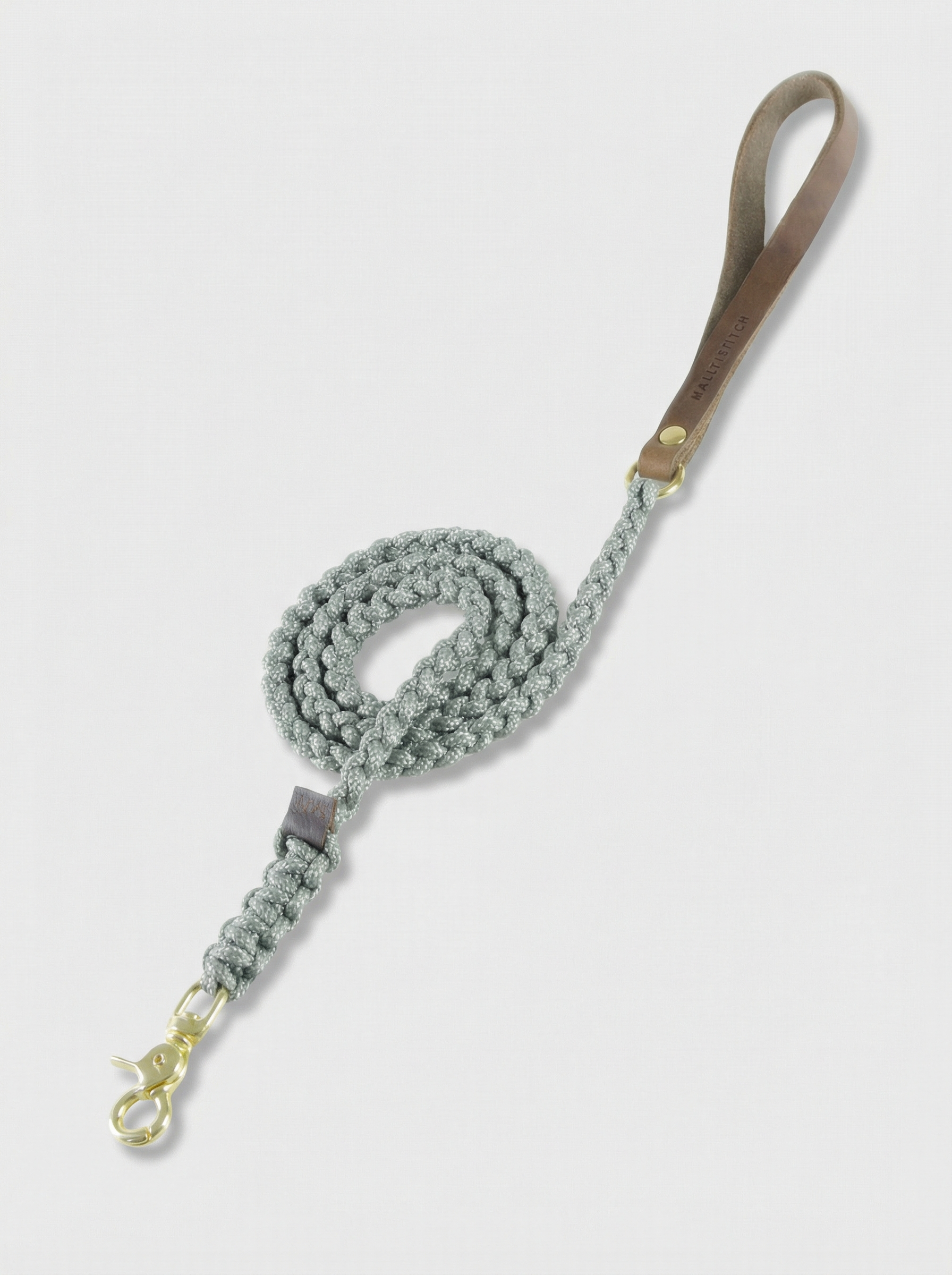 Touch of Leather Dog Leash - Grey