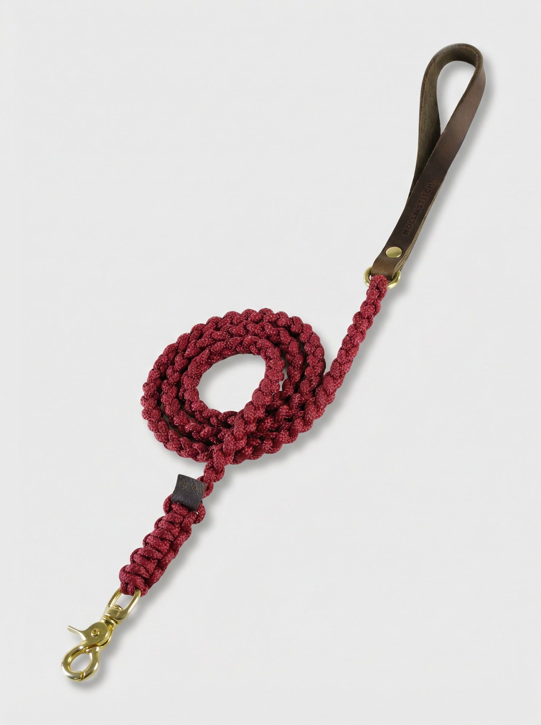 Touch of Leather Dog Leash - Redwine