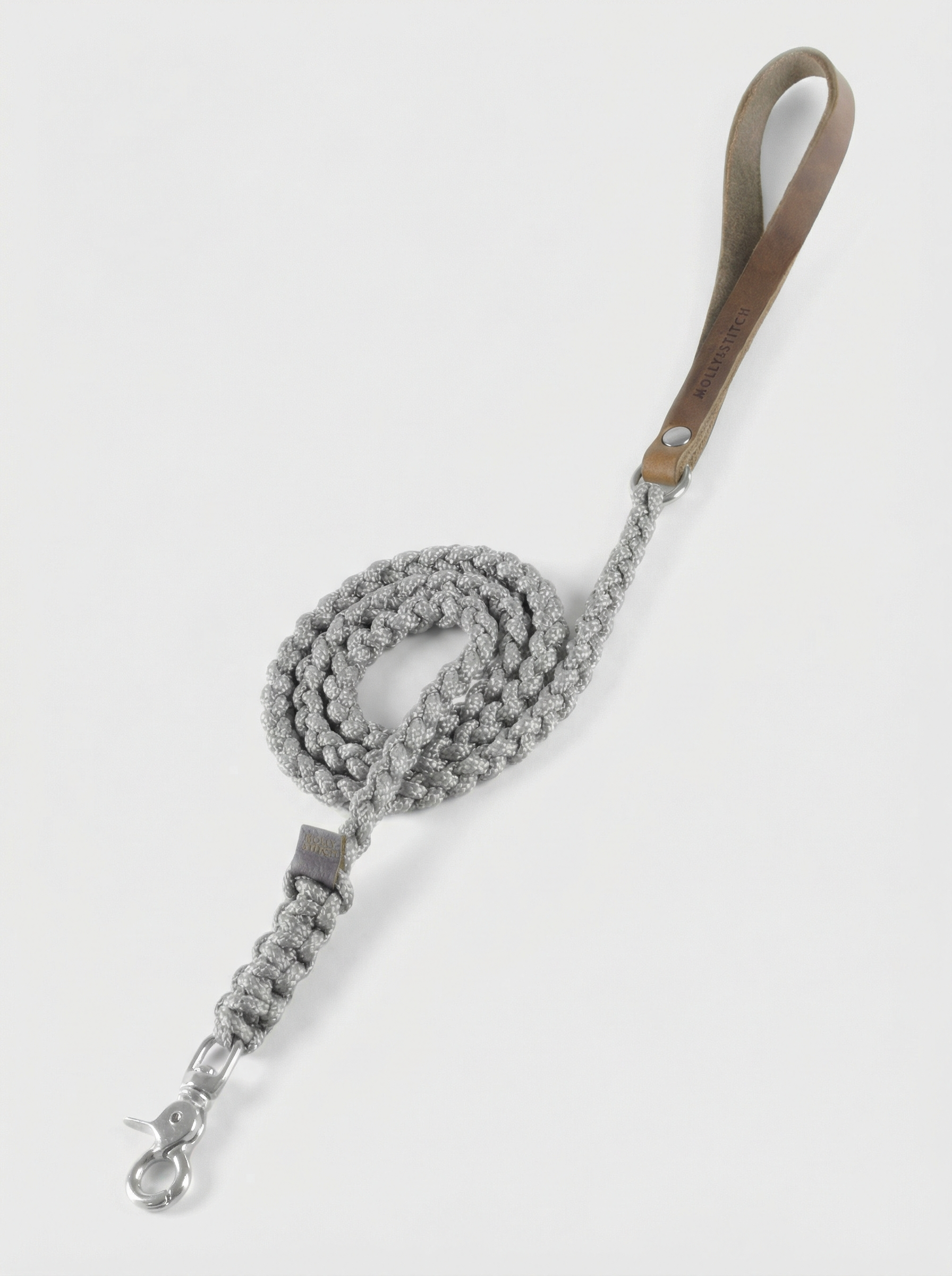 Touch of Leather Dog Leash - Grey