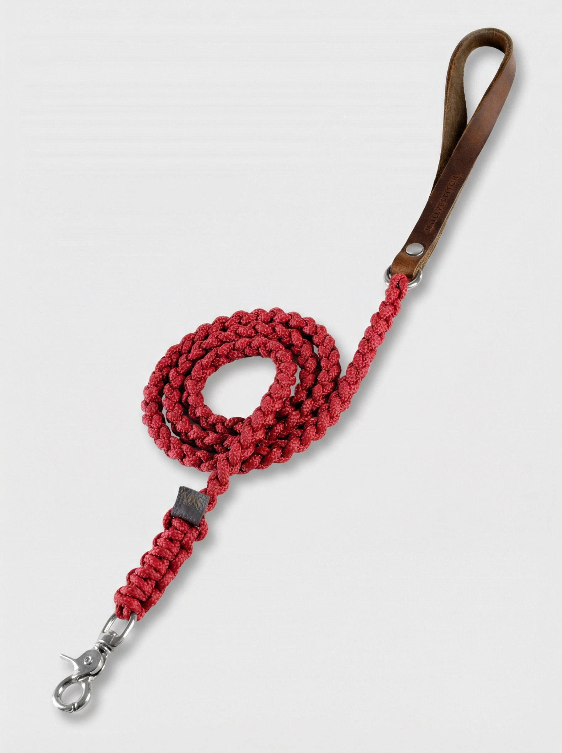 Touch of Leather Dog Leash - Redwine