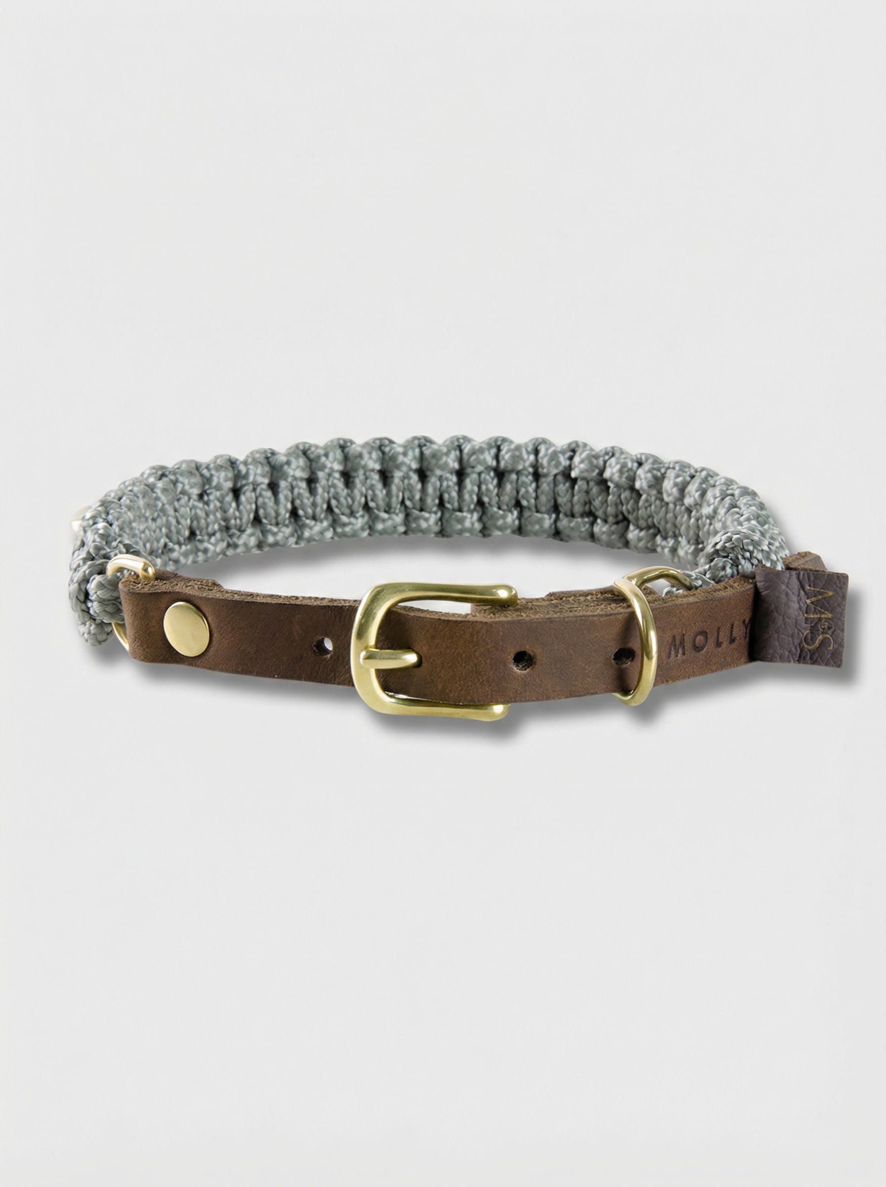 Touch of Leather Dog Collar - Grey