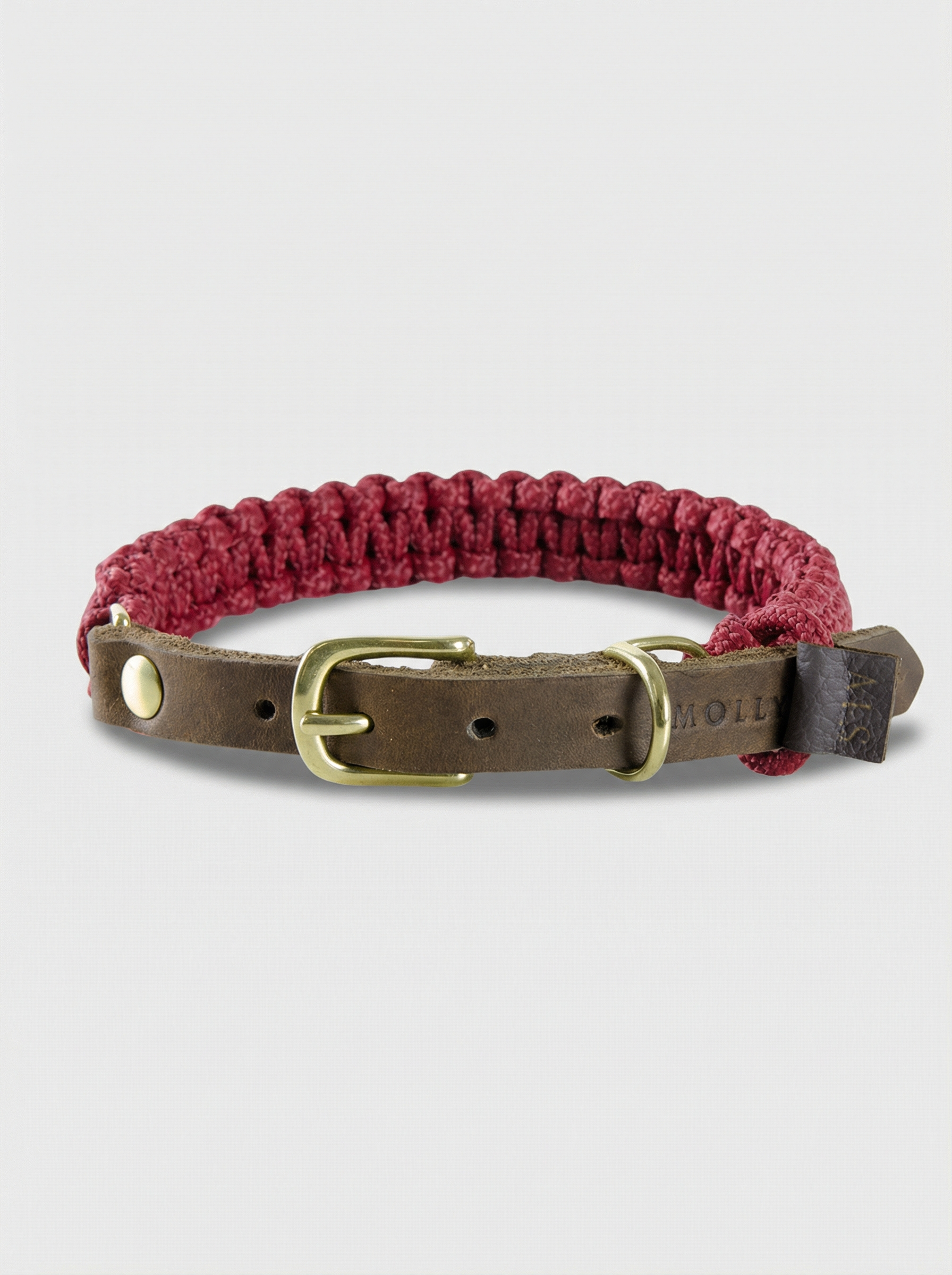 Touch of Leather Dog Collar - Redwine