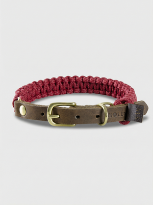 Touch of Leather Dog Collar - Redwine
