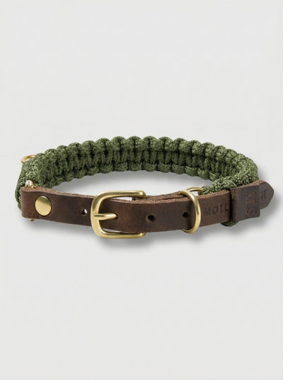 Touch of Leather Dog Collar - Military