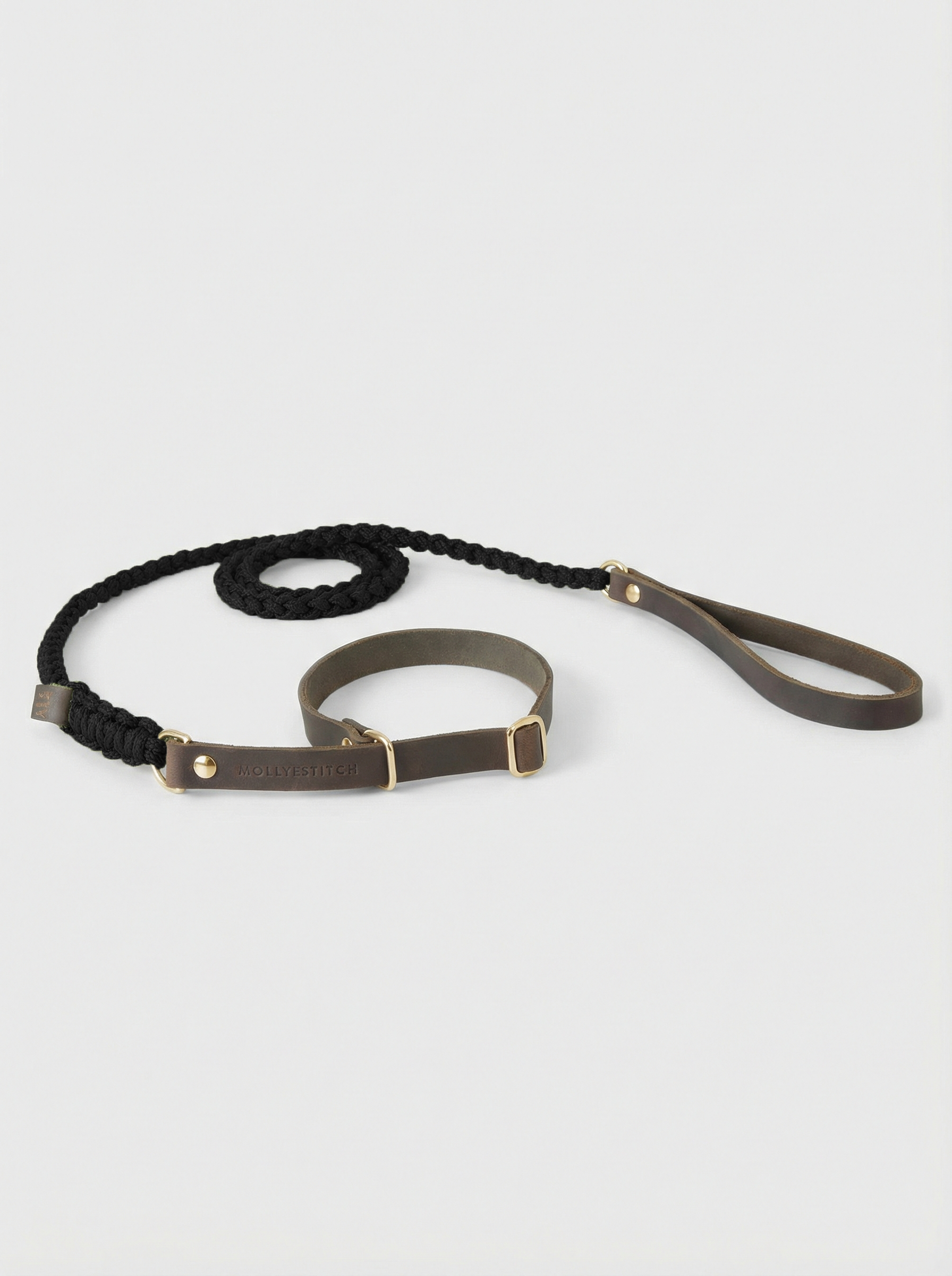 Touch of Leather Retriever Dog Leash - Nero