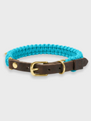 Touch of Leather Dog Collar - Santorini Blue