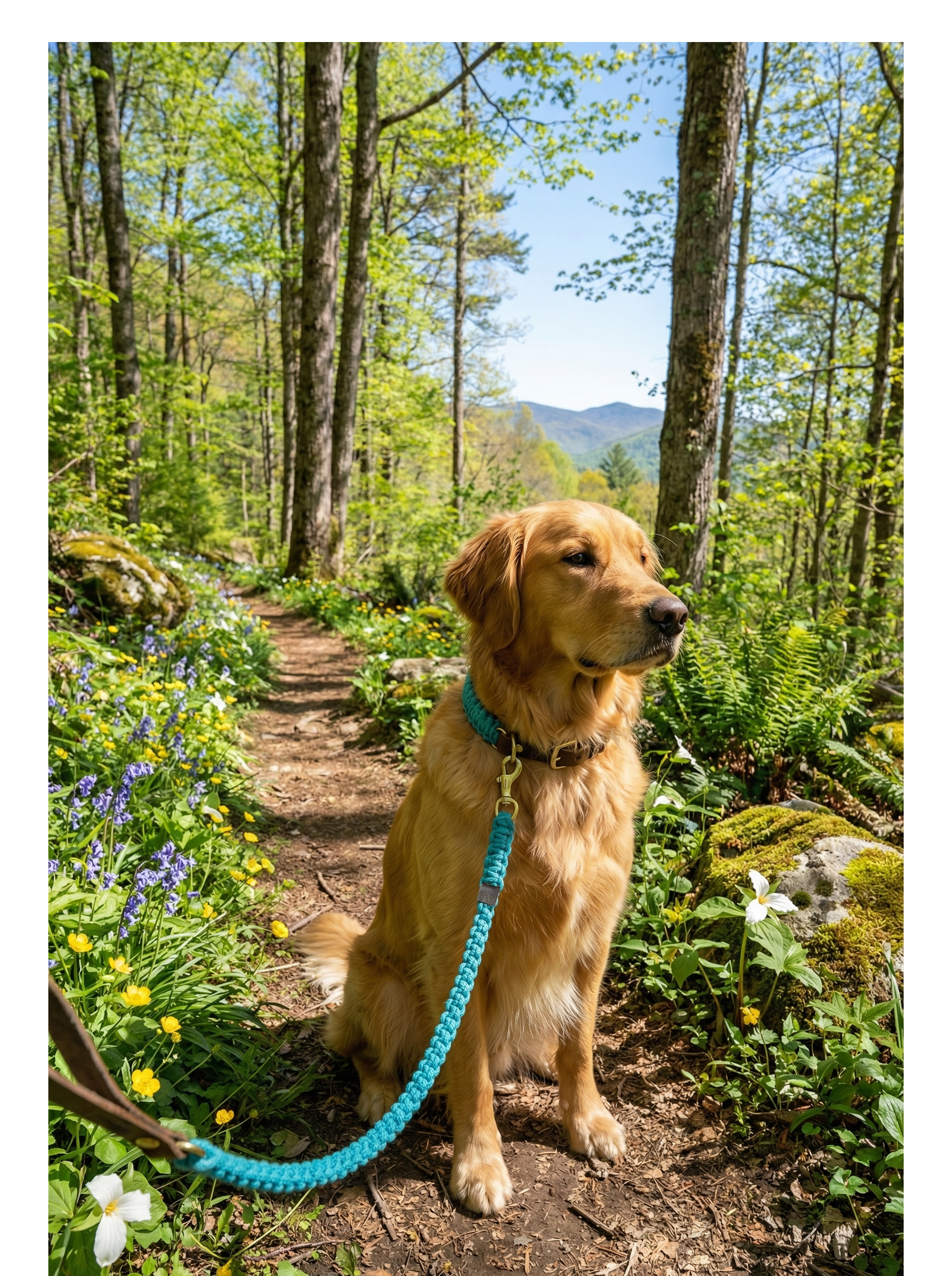 Touch of Leather Dog Leash - Santorini Blue