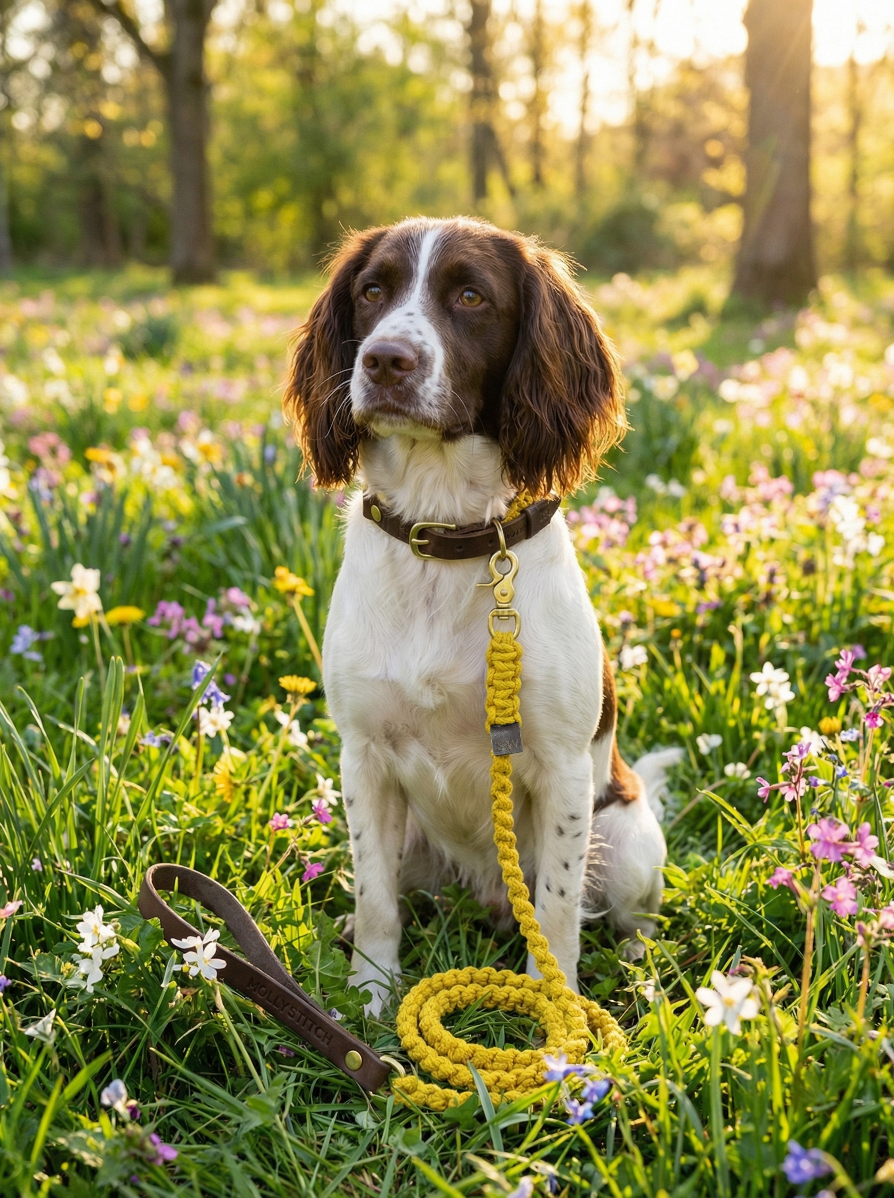 Touch of Leather Dog Collar - Mediterranean Sun